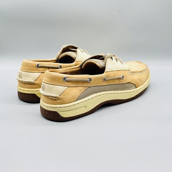 Sperry Shoes Mens 12 Beige Leather Top Sider Boat Deck Moc Toe Casual Comfort - Picture 7 of 11